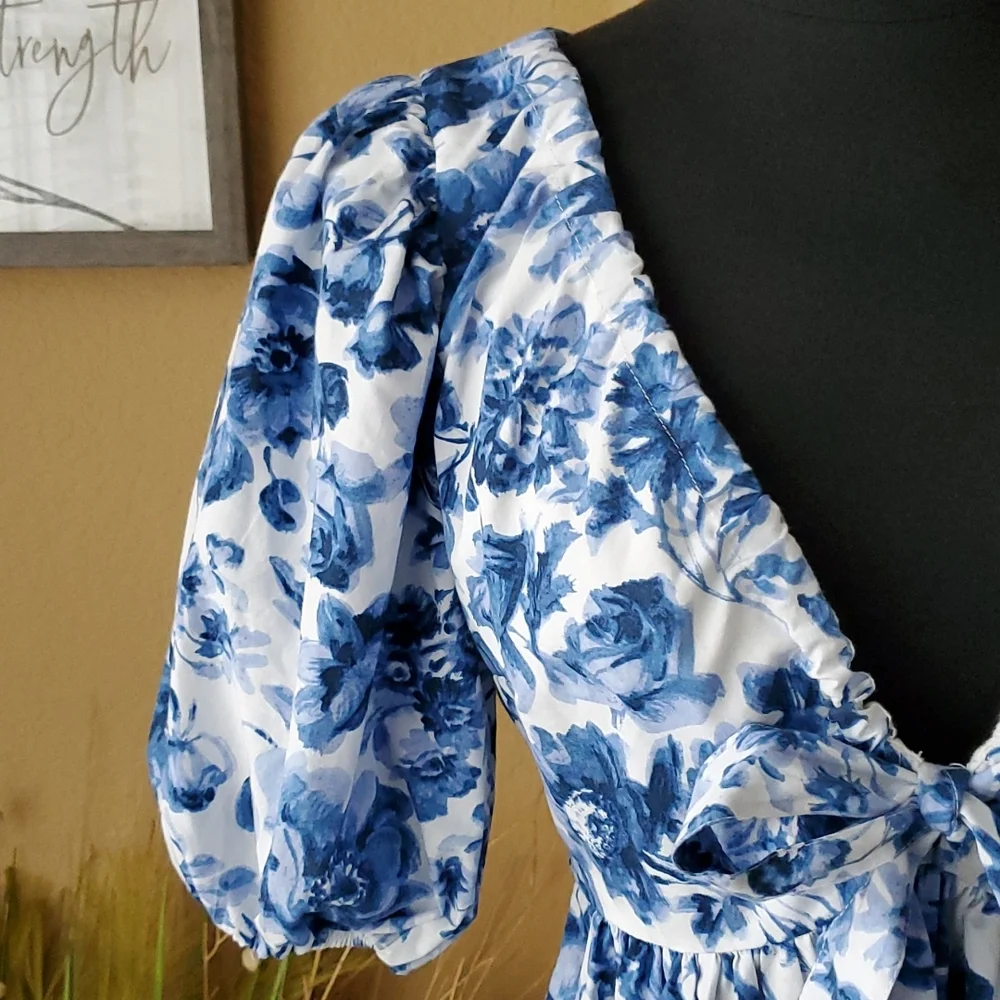 Abercrombie & Fitch Blue Floral Dress - Picture 5 of 16